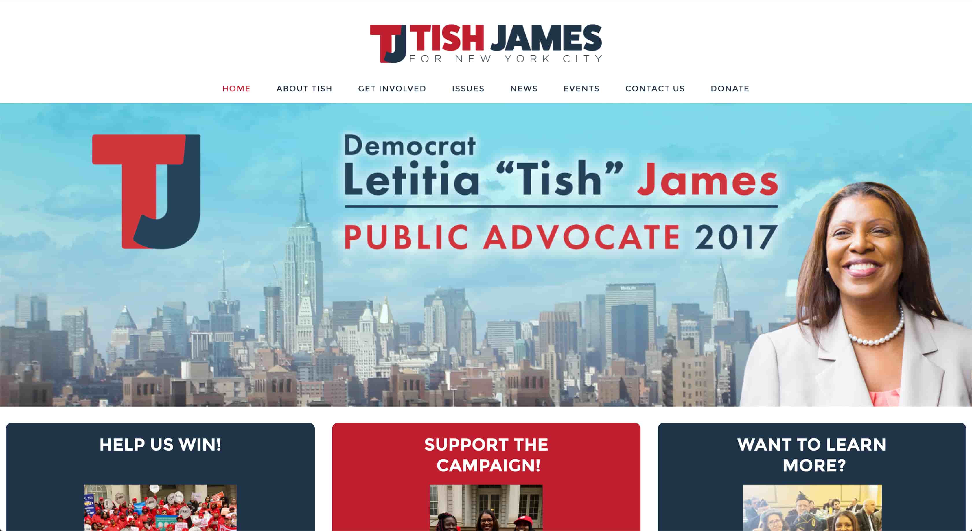 Tish James 2017 Homepage